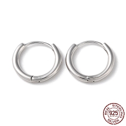 Платина Антикоррозийное покрытие родием 925 серьги-кольца Huggie Hoop из стерлингового серебра, с печатью s925, платина, 13x14x2 мм