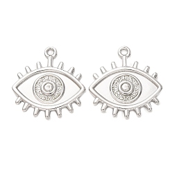 Stainless Steel Color 304 Stainless Steel Pendants, Sunburst Evil Eye Charms, Stainless Steel Color, 49x46x4.5mm, Hole: 4mm