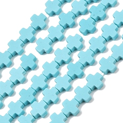 Аква Синтетические коралловые бусины ниток, окрашенные, крестик, вода, 9x9x4 мм, отверстие : 1.2 мм, около 35 шт / нитка, 12.99'' (33 см)