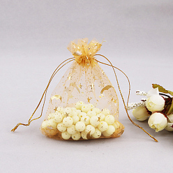 (932FM) Темно-синий аква-матовый с подкладкой Прямоугольные сумки из органзы на шнурке, золотое тиснение с рисунком луны и звезды, темно-золотистые, 23x17 см