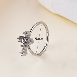 Cross Стиль бохо 304 кольца для носа из нержавеющей стали с прозрачными кубическими цирконами, цвет нержавеющей стали, крестик, 8 мм