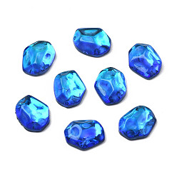 Capri Blue Glass Rhinestone Cabochons, Nail Art Decoration Accessories, Nuggets, Blue, 10x8x3.5mm