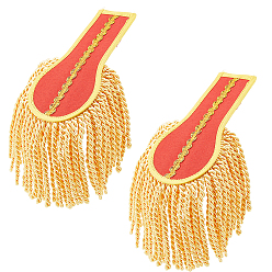 Red Non-woven Fabric Tassel Epaulettes, Shoulder Badges, with Brooch, Red, 240x150x10mm