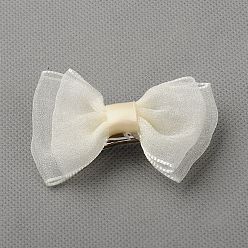 Soie De Maïs Barrettes de cheveux de fer, avec la main organza bowknot, arcs de cheveux, cornsilk, 53~63mm