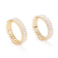 Настоящее золото 18K Кольца из латуни с микропаве, прозрачные кольца с кубическим цирконием, реальный 18 k позолоченный, Размер 7, внутренний диаметр: 17 мм