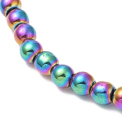 Разноцветный Синтетические немагнитные гематитовые круглые эластичные браслеты из бисера, красочный, внутренний диаметр: 2-5/8 дюйм (6.56 см), бусины : 4.3 мм