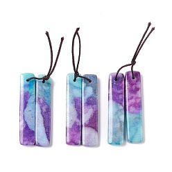 Calcite Natural Calcite Pendants, Dyed, Rectangle, 48x12x3mm, Hole: 1.6mm, 2pcs/pair