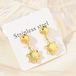 Золотой Цветочные 304 из нержавеющей стали болтаться серьги, золотые, 31x13 мм