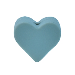 Gray Heart Food Grade Silicone Beads, Gray, 12x13.5mm