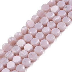 Розовый Непрозрачные сплошные цветные стеклянные бусины, граненые, плоско-круглые, туманная роза, 4x2.5 мм, отверстие : 0.8 мм, около 148~149 шт / нитка, 21.85 дюйм ~ 22.64 дюйм (55.5~57.5 см)
