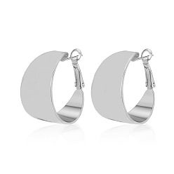 Платина Латунные серьги-кольца в форме буквы С, платина, 32x35x19 мм