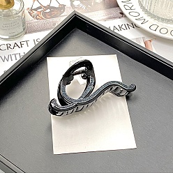 Сапфир Пластиковые зажимы когтя волос, со стразами, чёрные, сапфир, 110x50 мм