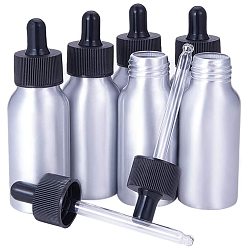 Black 50ml Aluminium Empty Dropper Bottles, with PP Plastic Screw Lid, for Essential Oils Aromatherapy Lab Chemicals, Black, 10.8x3.5cm, Capacity: 50ml, 6pcs/box