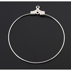 Серебро Латунные подвески, Обручальные серьги, серебряный цвет гальваническим, 22 датчик, 45 мм, штифты : 0.6 мм