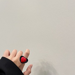 Черный Акриловые кольца в форме сердца для женщин, чёрные, внутренний диаметр: 17 мм