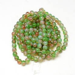 Lime Green Baking Painted Glass Beads Strands, Imitation Opalite, Round, Lime Green, 6mm, Hole: 1.3~1.6mm, about 133pcs/strand, 31.4 inch