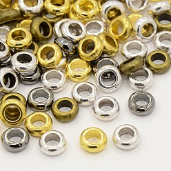 (52) Непрозрачная лаванда Смешанный тибетском стиле Rondelle Шарики прокладки, без кадмия, без никеля и без свинца, разноцветные, 7x3 мм, Отверстие : 4 мм , около 520 шт / 200 г