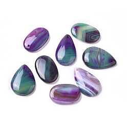 Natural Agate Natural Agate Pendants, Dyed & Heated, Mixed Shapes, 32~34x20~23x5~6mm, Hole: 1.6mm