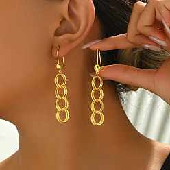 Золотой Латунные серьги-кольца в форме цепочки с кисточками, с железом, золотые, 70x12 мм