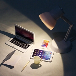 Белый Миниатюрный мобильный планшет для кукольного домика, Складной ноутбук, имитация настольной лампы, модель офисного набора для отдыха, белые, 58x46 мм