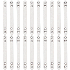 White 20Pcs Imitation Leather Bag Webbing Straps with Silver Color Plated Metal Eyelets for Bag Accessories, White, 82~84x8x3mm