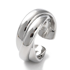 Платина Латунные открытые манжеты крест-накрест с покрытием стойки для женщин, без свинца и без кадмия, долговечный, платина, размер США 6 3/4 (17.1 мм)