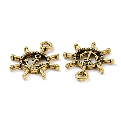 Oro Antiguo Abalorios de encantos de la aleación del estilo tibetano, timón con anclaje, oro antiguo, 12x10x9.5 mm, agujero: 5 mm, Sobre 471 unidades / 1000 g