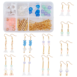 Mixed Color DIY Dangle Earring Making Kits, Including Brass & 304 Stainless Steel & Acrylic & Glass Beads, Acrylic Bead Caps, Iron Findings and Brass Earring Hooks, Mixed Color