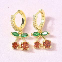 Шоколадный Серьги-кольца из вишневой латуни с микропаве из кубических цирконий, стойки покрытие, прочное покрытие, без кадмия и без свинца, реальный 18 k позолоченный, цвет шоколада, 25x11.5 мм