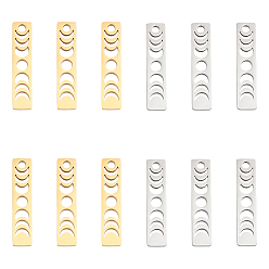 (52) Непрозрачная лаванда 12 шт. 2 цвета 201 подвески из нержавеющей стали, прямоугольник с фазой луны, разноцветные, 26x6x1.5 мм, отверстие : 2 мм, 6 шт / цвет