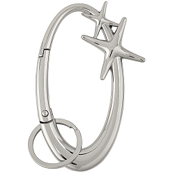 Платина Сплав цинка застежками ключевых, с пружинными кольцами ворот, овальные со звездой, платина, 109 мм