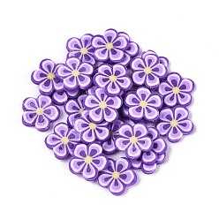 Сине-фиолетовый Цветочные кабошоны из полимерной глины ручной работы, ногтей декоративные аксессуары, синий фиолетовый, 4.5~7x4.5~7x0.5~1 мм, Около 50000 шт / 1000 г