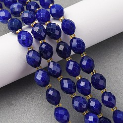 Темно-Синий Бусины из натурального белого нефрита, окрашенные, граненые, в форме риса, с бисером, темно-синий, 9.5x7.5~8 мм, отверстие : 1 мм, около 34 шт / нитка, 15.08'' (38.3 см)