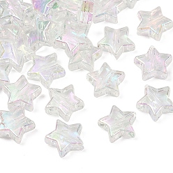 Прозрачный АВ 30 шт. гальванических прозрачных акриловых бусин, звезда, AB цвет, ясно AB, 10x4 мм, отверстие : 1.5 мм