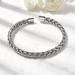Нержавеющая Сталь Цвет Плетеные 304 браслеты-манжеты из нержавеющей стали для женщин, цвет нержавеющей стали, внутренний диаметр: 2-1/4 дюйм (5.6 см)
