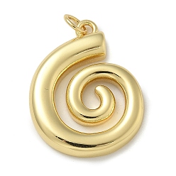 Настоящее золото 18K Стойки обшивки латунные подвески, долговечный, без свинца и без кадмия, вихревые чары, с целью перехода в кольце, реальный 18 k позолоченный, 25x20x3.5 мм, отверстие : 3 мм