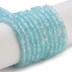 Бледно-бирюзовый Кошачие глаза, граненые, рондель, бледные бирюзовая, 3x2.5 мм, отверстие : 0.6 мм, около 153 шт / нитка, 14.17'' (36 см)