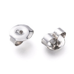 304 Stainless Steel 304 Stainless Steel Ear Nuts, Butterfly Earring Backs for Post Earrings, 6x6.5x3mm, Hole: 0.8mm