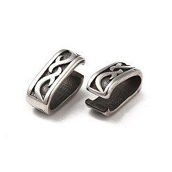 Stainless Steel Color Non-Tarnish 304 Stainless Steel Snap on Bails, Flower Pattern, Stainless Steel Color, 10.5x6.5x4mm, Hole: 9x4.5mm
