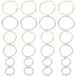 Platinum & Light Gold 36шт 6 стили подвески из сплава с открытой спиной, для diy уф смолы, эпоксидная смола, Прессованные цветочные украшения, кольцо, платина и светлое золото, 21.5~35x22.5~34.5x1.5 мм, отверстие : 2.5~3x1 мм, 6 шт / стиль
