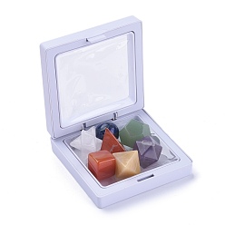 Смешанные камни 7 чакра натуральный драгоценный камень платонические священные камни геометрический набор, балансировка камня чакры исцеления рейки, украшения для домашнего экрана, разнообразные, 14~21x14~21 мм, 7 шт / коробка