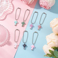 Платина Крест акриловые подвесные украшения, с цепями железный шар, платина, 62~63 мм