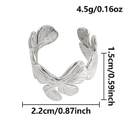 Нержавеющая Сталь Цвет 304 открытые манжеты из нержавеющей стали, лист в форме бабочки, цвет нержавеющей стали, размер США 12 3/4 (22 мм)