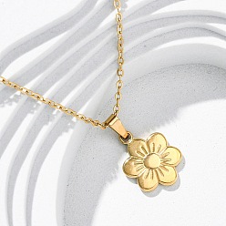 Настоящее золото 18K 304 из нержавеющей стали кулон ожерелья из цветов, ионное покрытие (ip), реальный 18 k позолоченный, 18.19 дюйм (46.2 см)