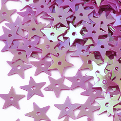Средний Фиолетовый Аксессуары для орнаментов, пластиковые пайетки / блестки из пвх, AB цвет, звезда, средне фиолетовый, 7x0.2 мм, Отверстие : 0.8 мм , около 40000 шт / 500 г
