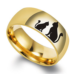 Золотой Узор в форме кошки 201 кольца из нержавеющей стали, золотые, размер США 8 (18.1 мм)