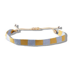 Yellow Vintage Bohemian Cotton Cord Braided Bracelets, Adjustable Handmade Ethnic Style Wristbands, Yellow