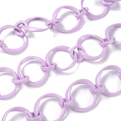 Plum Eco-Friendly Alloy Spray Painted Link Chains, with Spool, Unwelded, Plum, Link: 10.5x10x2.5mm and 20.5x19x2.5mm, 16.4 Feet(5m)/roll