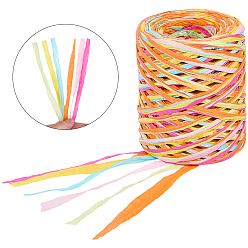 Разноцветный 6 шнуры из цветной рафии, для изготовления ювелирных изделий DIY, красочный, 4~5.5 мм, около 87.49 ярдов (80 м) / моток