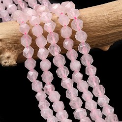 Розовый Кварц Природного розового кварца нитей бисера, звезды вырезать круглые бусы, граненые, 5~6x5~6x5~6 мм, отверстие : 1~1.2 мм, около 64~68 шт / нитка, 14.80''~15.04'' (37.6~38.2 см)